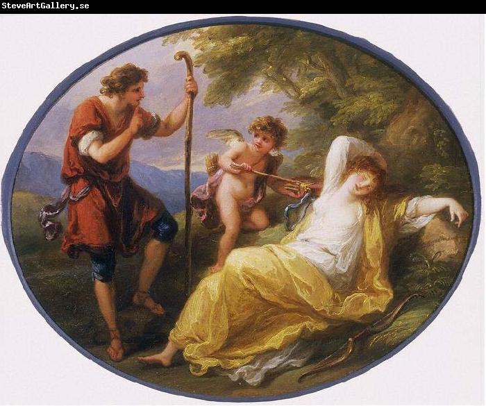 Angelica Kauffmann A Sleeping Nymph Watched by a Shepherd